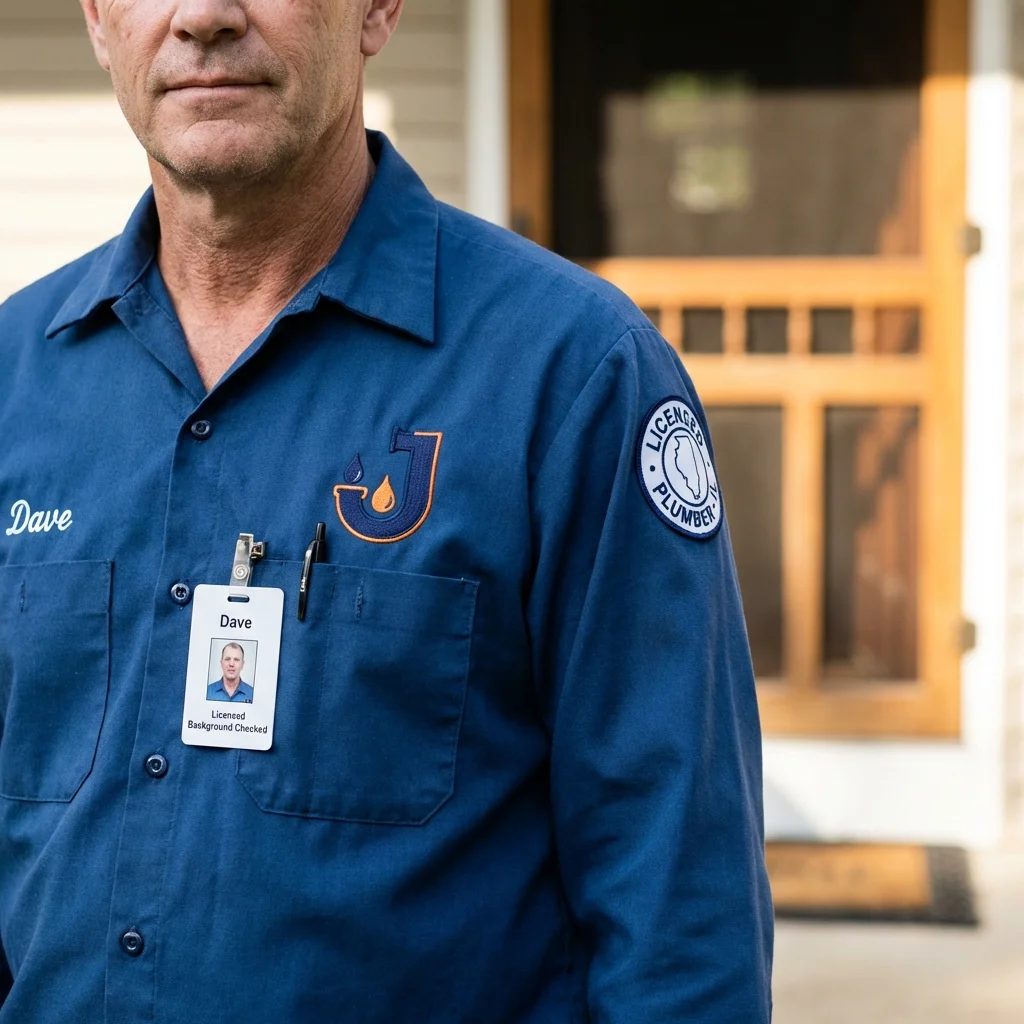Licensed plumber showing ID badge in Highwood, IL