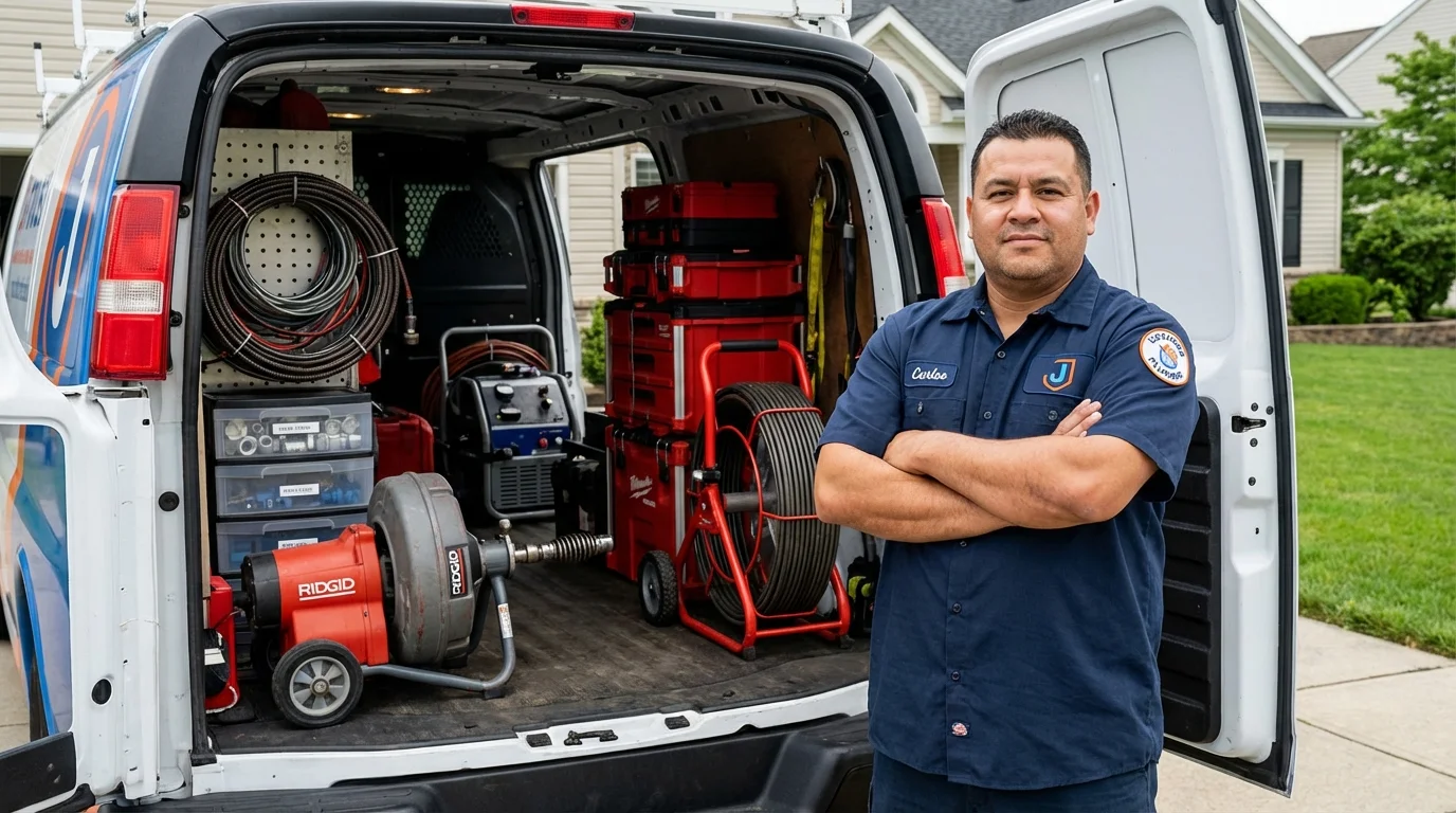Professional drain cleaning equipment and Johns Plumbing LLC plumber in Highwood