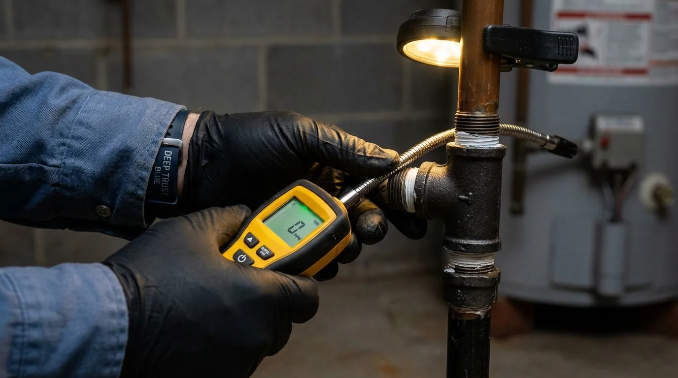 Gas leak detection with electronic sniffer by Johns Plumbing LLC in Highwood