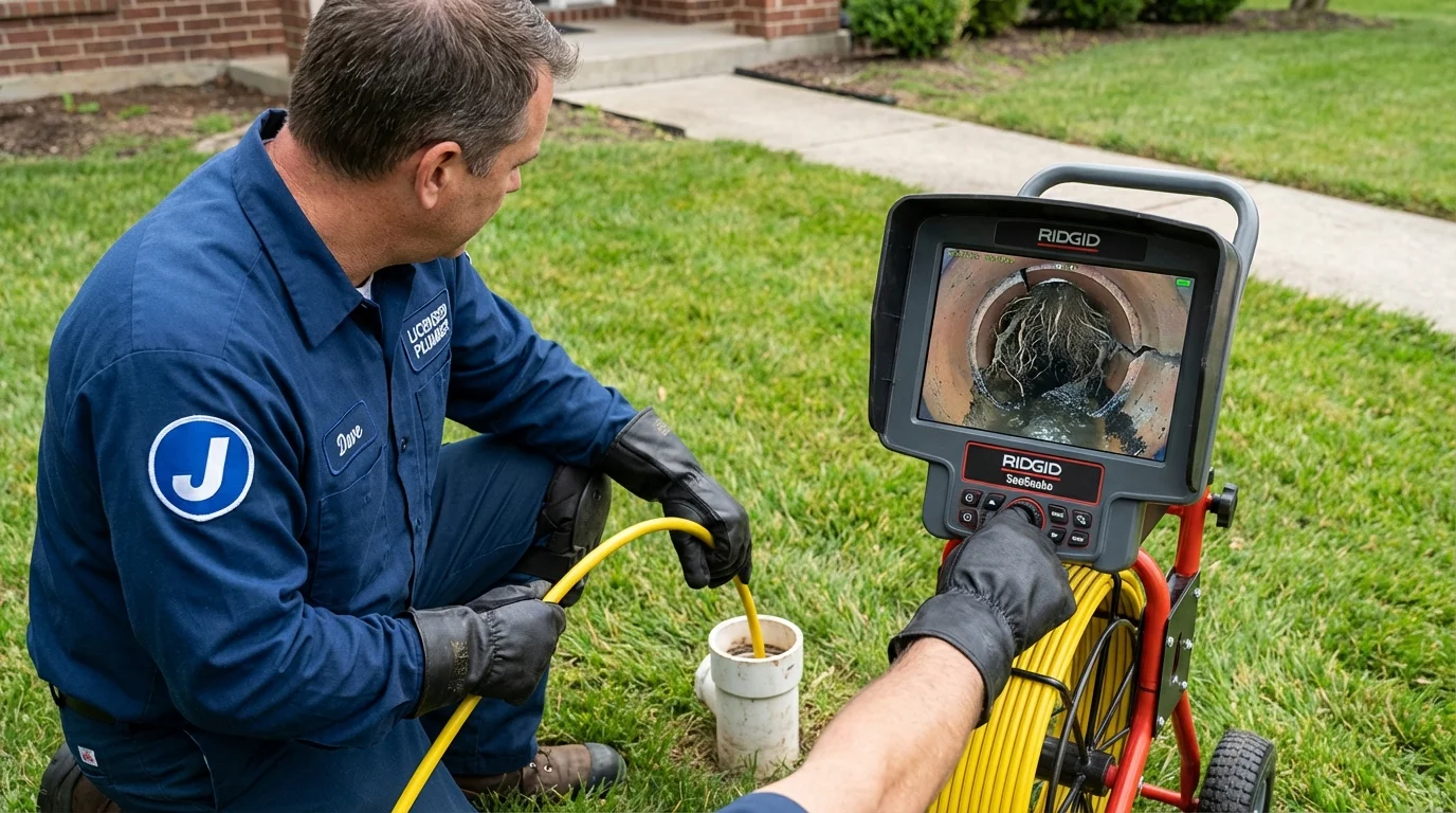 Sewer camera inspection being performed by Johns Plumbing LLC in Highwood